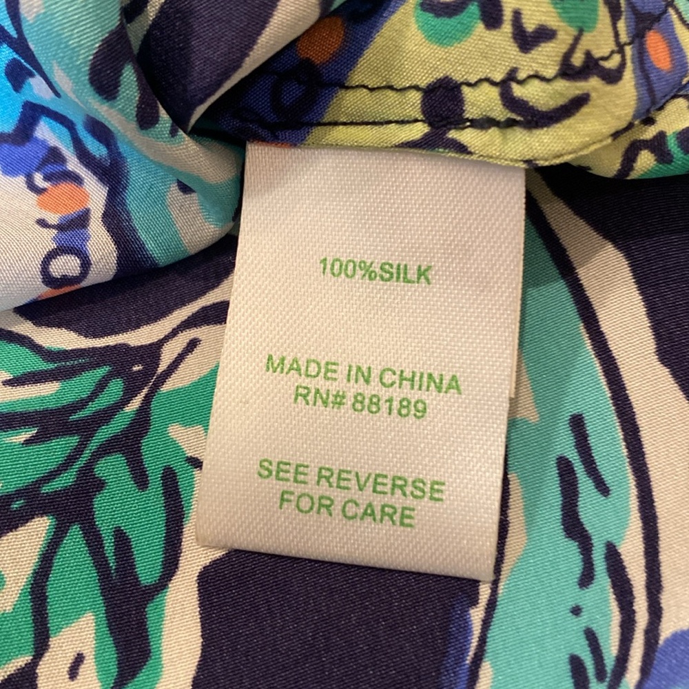Lilly Pulitzer 100% silk Cabana Escape tank w/gold chain neck detail Sz XS - Picture 6 of 8